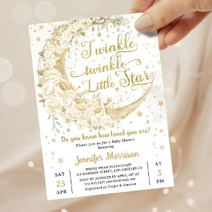 Twinkle Star Moon Baby Shower Gender Neutral  Invitation