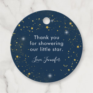 Twinkle Star Navy & Gold Baby Shower Favour Tags