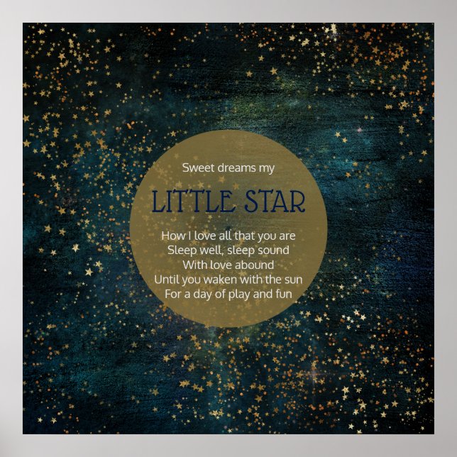 Twinkle Star Night Sky Poem Poster Nursery Decor (Front)
