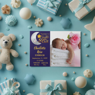 Twinkle Star Script Photo Birth Announcement