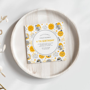 Twinkle Star Yellow And Grey Birthday Square