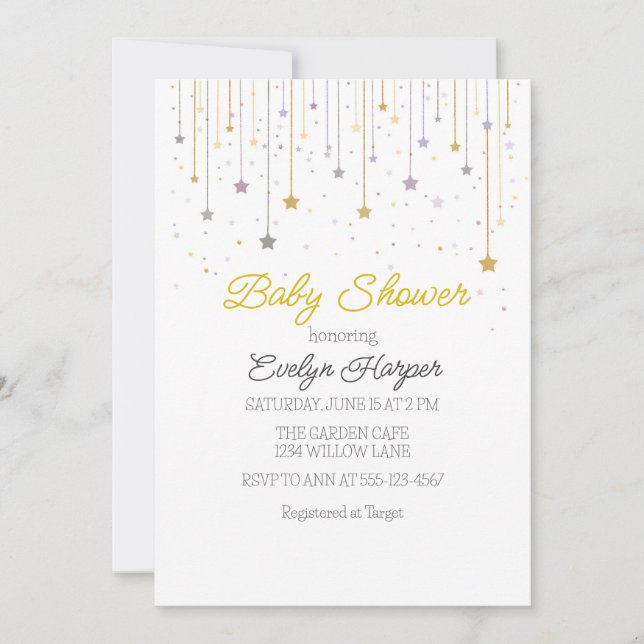 Twinkle stars Baby Shower Invitation (Front)