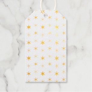 Twinkle Stars Gold Pattern Christmas Gift Tags