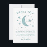 Twinkle Stars Moon Baby Shower Thank You Card<br><div class="desc">Say "thank you" to your guests with this sweet faux foil moon and stars card. The message on the card thanks guests for attending the baby shower and for the gift. The foils are in mint green colours. Great for a boy's twinkle twinkle little star theme shower.</div>
