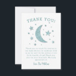 Twinkle Stars Moon Baby Shower Thank You Card<br><div class="desc">Say "thank you" to your guests with this sweet faux foil moon and stars card. The message on the card thanks guests for attending the baby shower and for the gift. The foils are in mint green colours. Great for a boy's twinkle twinkle little star theme shower.</div>