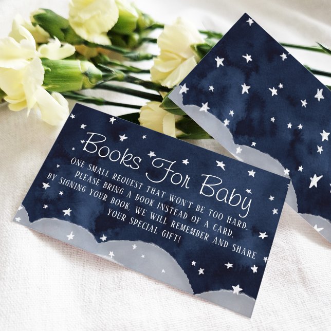 Twinkle Stars Navy Blue Book Request Enclosure Car Card (Creator Uploaded)