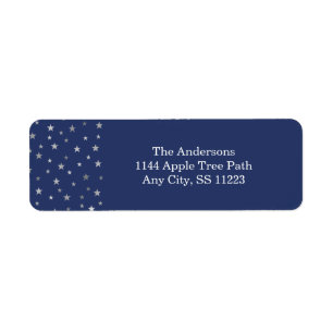 Twinkle Stars Navy Silver baby shower return add Address Label