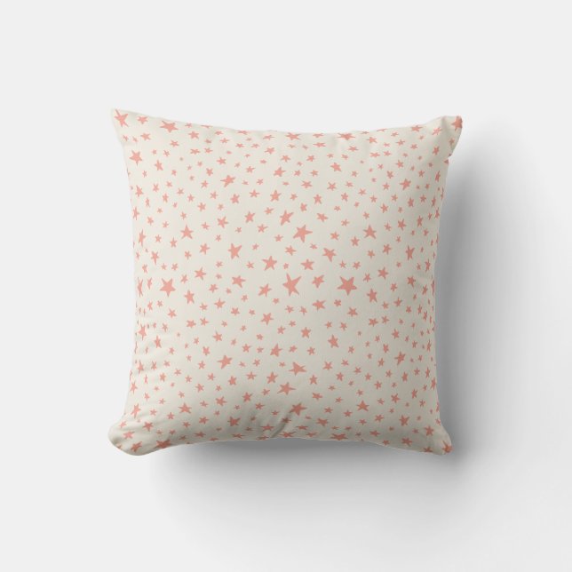 Twinkle Stars terracotta pink and cream Cushion (Front)