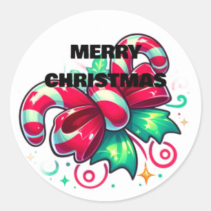 Twinkle Tied: Candy Cane Cheer Classic Round Sticker