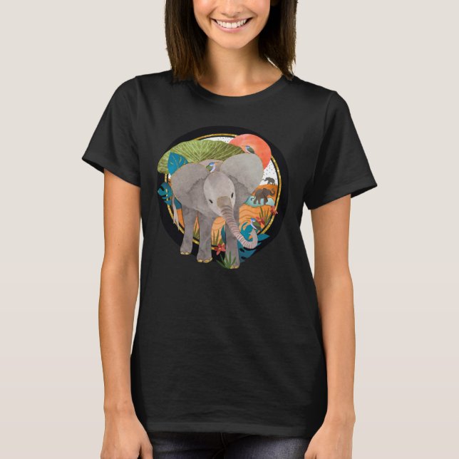 TWINKLE-TOES SAFARI elephant-DARK shirts (Front)