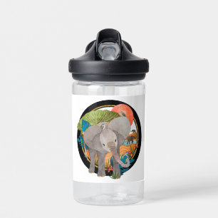 TWINKLE-TOES SAFARI elephant-WHITE shirts Water Bottle