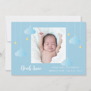 Twinkle Twinkle Baby Boy Blue Photo Cute Birth Announcement