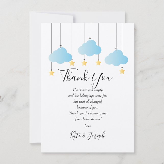Twinkle Twinkle Baby Boy Shower Thank You Poem (Front)