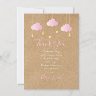 Twinkle Twinkle Baby Girl Shower Thank You Poem Card
