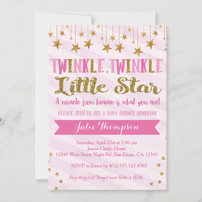 Twinkle Twinkle Baby Shower invitation (Front)