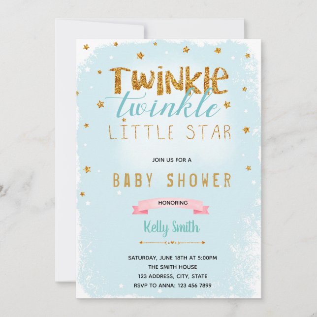 Twinkle Twinkle baby shower invitation (Front)