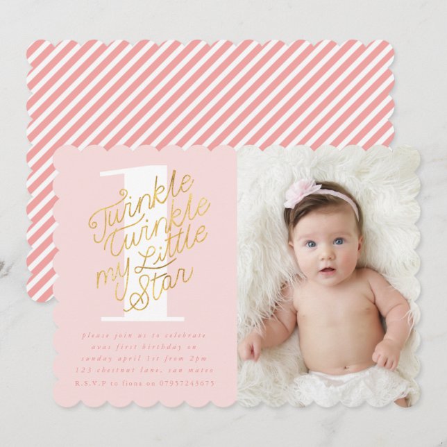 TWINKLE TWINKLE BIRTHDAY PARTY INVITATION (Front/Back)