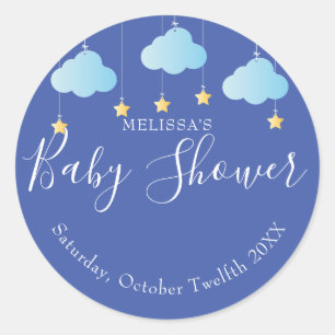 Twinkle Twinkle Blue Baby Boy Shower / Sprinkle Classic Round Sticker