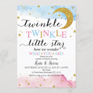 Twinkle Twinkle (Blue & Pink) Gender Reveal Invitation