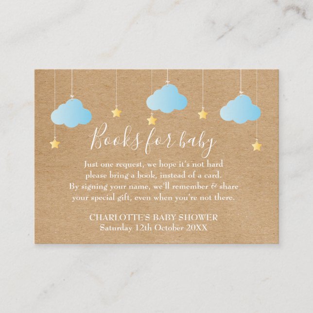Twinkle Twinkle Book Request Baby Shower Enclosure Card (Front)