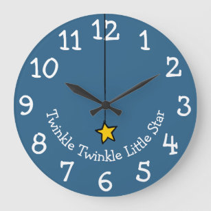Twinkle Twinkle Cute Gold Star Large Clock