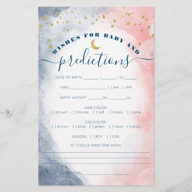 Twinkle Twinkle Double Sided Gender Reveal Games (Front)