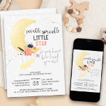 Twinkle Twinkle Floral Moon Baby Sprinkle Invitation<br><div class="desc">Twinkle twinkle little star baby sprinkle invitation in neutral colour palette of grey, yellow and terracotta peach. The design has a cute moon with a happy face, decorated with stars, doodle flowers, dandelion puffs and a background of light grey with white stars. "twinkle sprinkle little star, do you know how...</div>