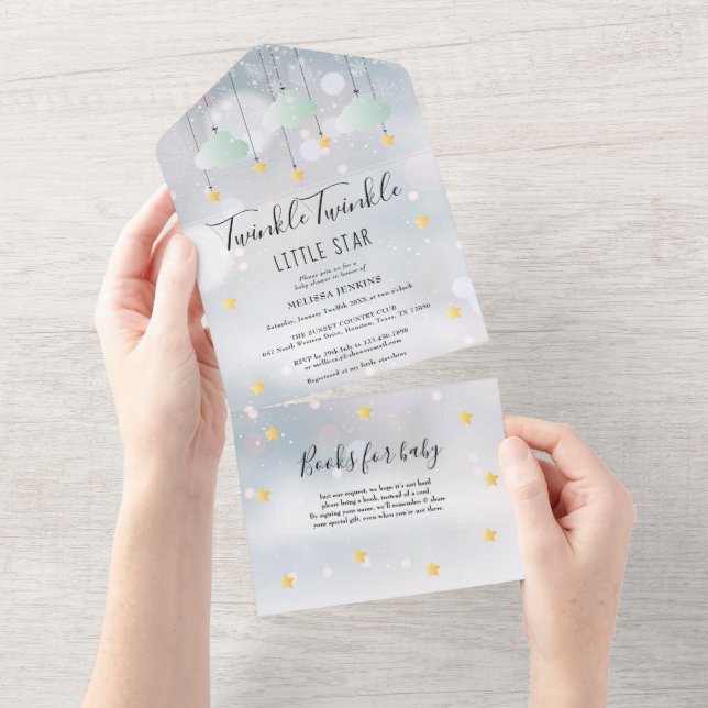 Twinkle Twinkle Gender Neutral Winter Baby Shower All In One Invitation (Tearaway)