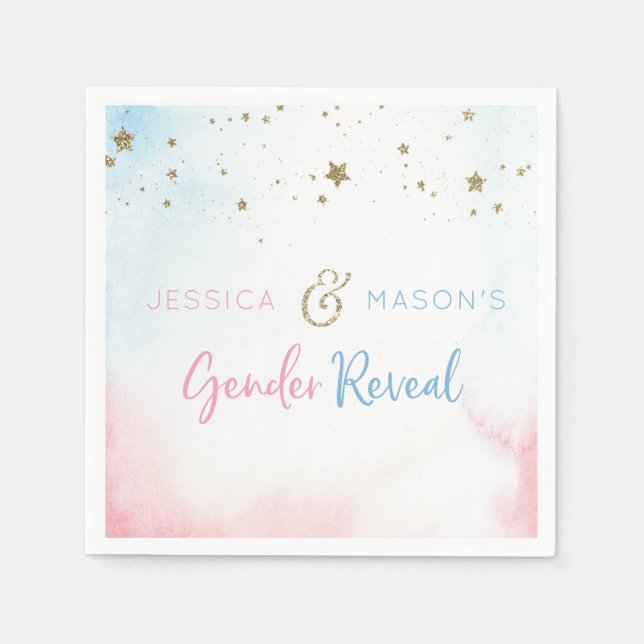 Twinkle Twinkle Gender Reveal Cocktail Napkin (Front)