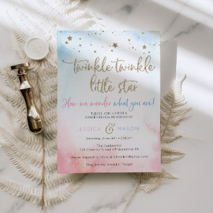 Twinkle Twinkle Gender Reveal Invites Card