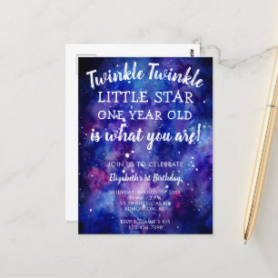 Twinkle Twinkle Little Star 1st Birthday Galaxy  Postcard