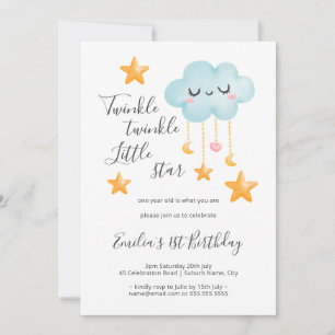 Twinkle Twinkle Little Star 1st Birthday Invitation