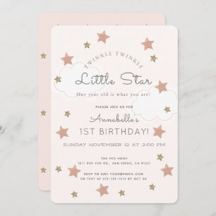 Twinkle Twinkle Little Star 1st Birthday Invitation