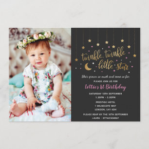 Twinkle Twinkle Little Star 1st Birthday Invite