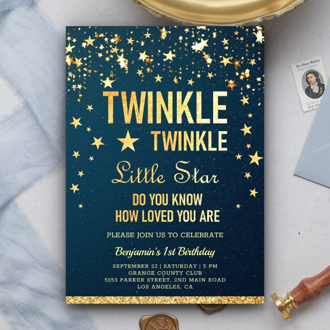 Twinkle Twinkle Little Star 1st Birthday Party Invitation (Creator Uploaded)