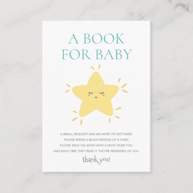 Twinkle Twinkle Little Star A Book For Baby Shower Enclosure Card (Front)