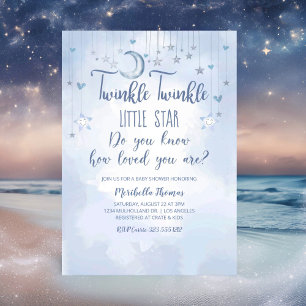 Twinkle Twinkle Little Star and Moon Baby Shower Invitation