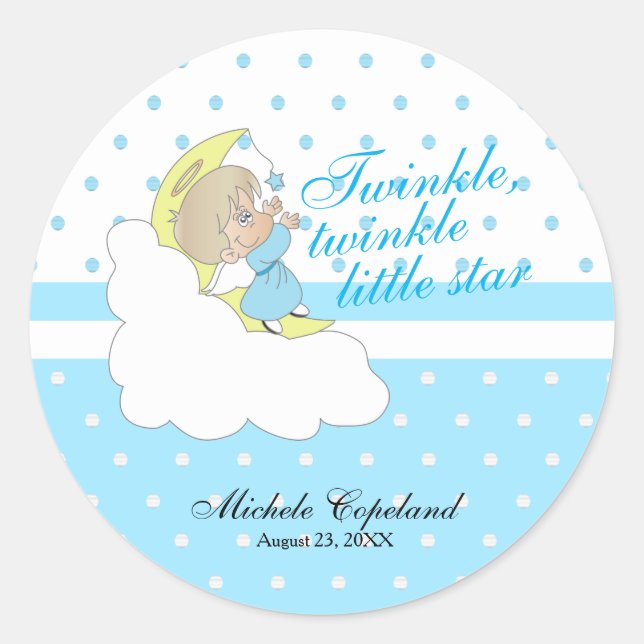 Twinkle, Twinkle Little Star -  Baby Boy Classic Round Sticker (Front)
