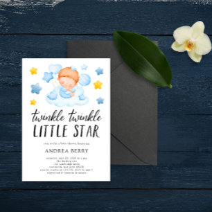 Twinkle Twinkle Little Star Baby Boy Shower Invitation