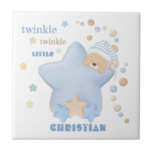 Twinkle Twinkle Little Star Baby Boy Teddy Bear Ce Ceramic Tile