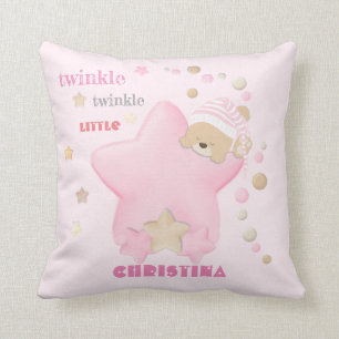 Twinkle Twinkle Little Star Baby Girl Teddy Bear Cushion