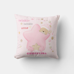 Twinkle Twinkle Little Star Baby Girl Teddy Bear Cushion