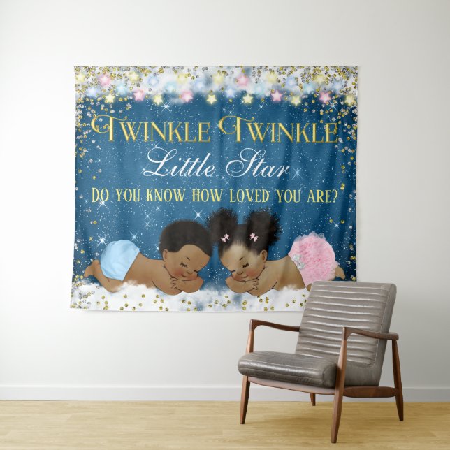 Twinkle Twinkle Little Star Baby Shower Backdrops Tapestry (In Situ (Horizontal))