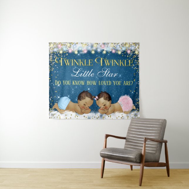 Twinkle Twinkle Little Star Baby Shower Backdrops Tapestry (In Situ (Horizontal))