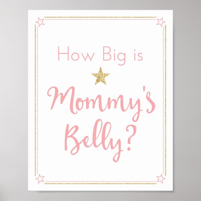 Twinkle Twinkle Little Star Baby Shower Belly Game Poster (Front)