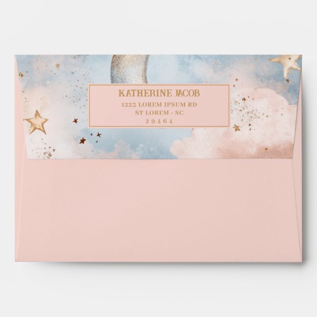 Twinkle twinkle little star baby shower blush pink envelope (Back (Top Flap))