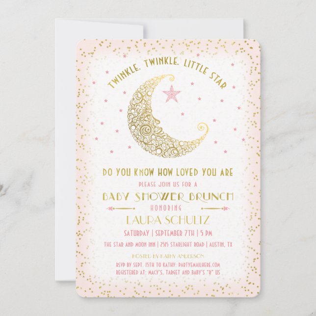 Twinkle Twinkle Little Star Baby Shower Brunch Invitation (Front)