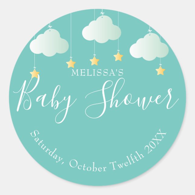 Twinkle twinkle little star baby shower classic round sticker (Front)