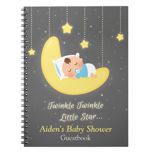 Twinkle Twinkle Little Star Baby Shower Guestbook Notebook (Front)