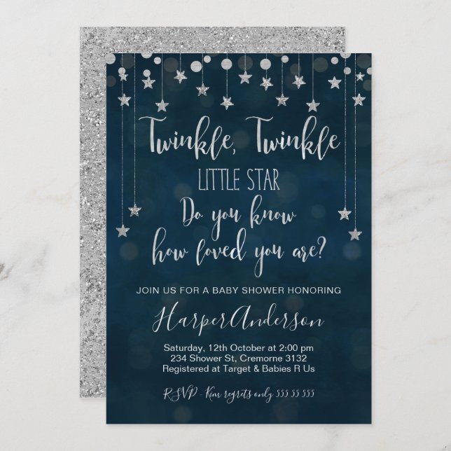 Twinkle Twinkle Little Star Baby Shower Invitation (Front/Back)